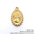 Oval 316 stainless steel gold pendant featuring a vintage female portrait relief design - Oval Portrait 1