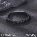 Bracciale a catena bizantina nera in acciaio inossidabile da uomo, 220 mm di lunghezza e 8 mm - Nero (KB169947-KFC)