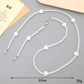 White ABS pearl crossbody phone strap with heart beads and metal lobster clasps 63cm long - K3739 Heart Pearl 2-in-1 (Detachable White)