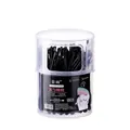 Pack de 100 cotons-tiges noirs à double tête dans une boîte cylindrique transparente - 100 Pièces/Paquet / Noir