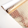 Gift wrapping paper with elegant metallic gold chevron wave patterns on white background - Gold Foil Stamped Waves; 43CM*3M