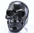 Gothic punk skull ring in matte gun black stainless steel on a clean white background - 22508 Black