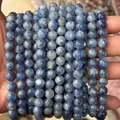 Multiple strands of natural blue kyanite round beads with silky luster and textures - Natural Kyanite