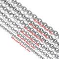 Detail view of 6 different sizes of stainless steel O-chains for DIY jewelry making - Wire 0.8mm * Width 3mm * Length 4mm / Steel