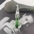 Colgante de cristal verde de punta única con diseño floral calado en plateado - Vidrio Verde (Sin Cadena)