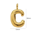 Ciondolo a lettera C in acciaio inossidabile oro 14K, misura 13mm per 18mm - Lettera C