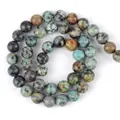 Spiral strand of polished natural green turquoise jasper round beads for DIY jewelry - African Pine Stone / 4mm/1 Piece Approximately 90 Pieces/10g