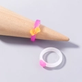 Pink and clear resin rings featuring cute yellow bear and pink heart shaped pendants - Heart Bow Acrylic Ring (SE1072)