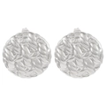 Silver 18k stainless steel round stud earrings with textured woven pattern - Steel Color Round Woven (4177)
