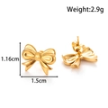 Orecchini a perno con fiocco dorato in acciaio al titanio con chiusura a pressione - Fiocco Elegante Francese (YE-027-Oro)