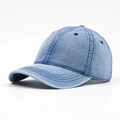 Gorra de béisbol clásica en mezclilla azul claro con acabado vintage y diseño de seis paneles - Azul claro