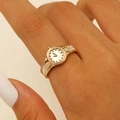Creative gold-plated watch-shaped open ring featuring clock pointer relief for women - Gold Non-Stone Round Scale Face (5475)
