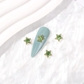 Star-shaped nail jewelry with large green crystal and small pave diamonds - Gold Fruit Green Zirconia