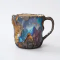 Artistic crystal texture coffee mug with deep blue and purple resin rock patterns - Colorful Blue Ore