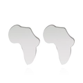 Boucles d'oreilles minimalistes en acier inoxydable argenté en forme de carte d'Afrique - Style Puce Carte Lisse / E175 Argent