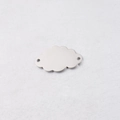Detailed top view of a polished stainless steel cloud-shaped charm with two connection holes - MP206 Double Hole Style (MP206) / Steel Color