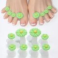 8-piece set of green daisy silicone toe separators for professional nail art pedicure - Green Daisy Style (04)