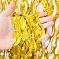 Sparkling gold S-shaped wave fringe curtain for festive party wall background decor - Laser S-Shape / Gold