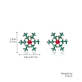 Christmas snowflake stud earrings in green and red enamel with sparkling rhinestones - Green Large Snowflake (SD-10)