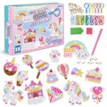 DIY diamond painting keychain set with 15 pieces of unicorn and rainbow gems for kids - Unicorn Fairytale Style (SK8012)