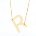 Collier en acier inoxydable plaqué or 18 carats avec pendentif lettre R majuscule - Lettre R / Or