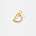 Macro detail of high-polish gold S925 sterling silver capital letter D pendant - Letter D / 925 Silver