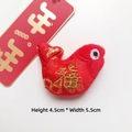 Detail view of plush red koi carp koi charm with gold embroidery and 4.5x5.5cm size markings - Fortune Fish