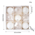 Set of 9 white and transparent painted Christmas balls in a gift box with dimensions - White Transparent Painted (Q-A02-2)