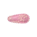 Pink fabric drop hair clip with star embroidery and scalloped edges for girls - Pink Embroidered (23)