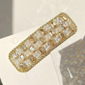 Pasador de pelo dorado con diamantes de imitación ámbar y perlas elegantes - Estilo 8 - Perla Cristal Champaña