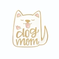 White enamel dog mom pin badge with gold trim and pink heart for clothes and bags - White Dog-Dog Mom