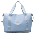 Light blue large travel duffel bag with a dedicated bottom shoe compartment - Sky Blue