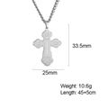 Colgante de cruz ortodoxa en acero inoxidable 304 con cadena ajustable de 45+5cm - Color Acero