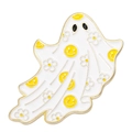 Ghost enamel brooch with yellow smiley faces and white flowers on gold alloy - Smiley Face Flower Ghost Style (XZ6776)