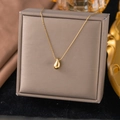 Collana con ciondolo a goccia in oro 18 carati e finitura lucida su scatola regalo - 【h449】collana A Goccia Con Catena Rotonda Pendente Oro
