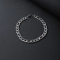 Polished silver Figaro chain bracelet for men made of durable stainless steel with clasp - 21cm / Silver/5.0mm Figaro Chain