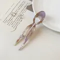 Elegant purple marble tortoiseshell U-shaped hair clip for stylish bun hair styling - Pink Purple