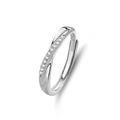 Elegant S925 sterling silver Mobius ring featuring a row of sparkling white zircons - Adjustable Open / FDJZ-286-Women's Ring