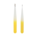 Lot de 2 pinces à épiler avec dégradé blanc et jaune pour sourcils et faux cils - Jaune Dégradé