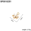 Detailed view of a gold cross pendant with zircon stones including size measurements - BP00182B1-Gold White Stone Cross Pendant