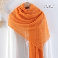 Sciarpa plissettata in cotone e lino arancione brillante con bordi a frange e texture - Arancione Brillante (103)