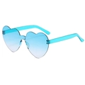 Blue heart-shaped rimless sunglasses with gradient lenses and transparent blue temples - Two-tone C2