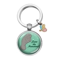 Schlüsselanhänger aus Edelstahl mit Seekuh-Motiv und buntem Schmetterling-Anhänger - Seekuh (Save the manatees)