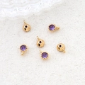 Detailed view of DIY jewelry making accessories with purple zircon in gold plating - 4# Single Pendant (Single Loop)