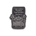 Vintage typewriter enamel pin with Edgar Allan Poe quote on white background - Typewriter Quote Model (QHXZ1365)
