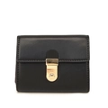 Minimalistisches schwarzes Leder-Kartenetui mit eleganter goldener Metallschnalle - Schwarz