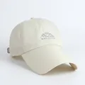 Cream quick-dry baseball cap with blue mountain embroidery and side ventilation holes - Adjustable / Beige