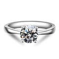 Classic silver solitaire ring featuring a round brilliant-cut sparkling stone - 6.5m One Carat Ljz-79 / Adjustable Open