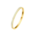 Minimalist gold titanium steel hinged bangle with white enamel inlay for women - 5mm / Milky Yellow