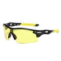 Sport cycling sunglasses featuring a black semi-rimless frame and bright yellow lenses - Black Yellow Frame Yellow Lens
